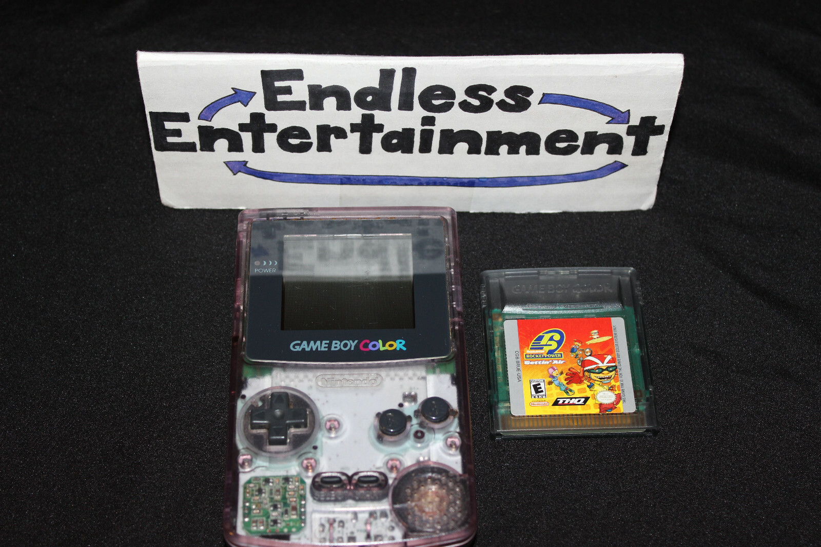 Nintendo Game Boy Color Handheld Console Atomic Purple Tested Works! W/ Game!