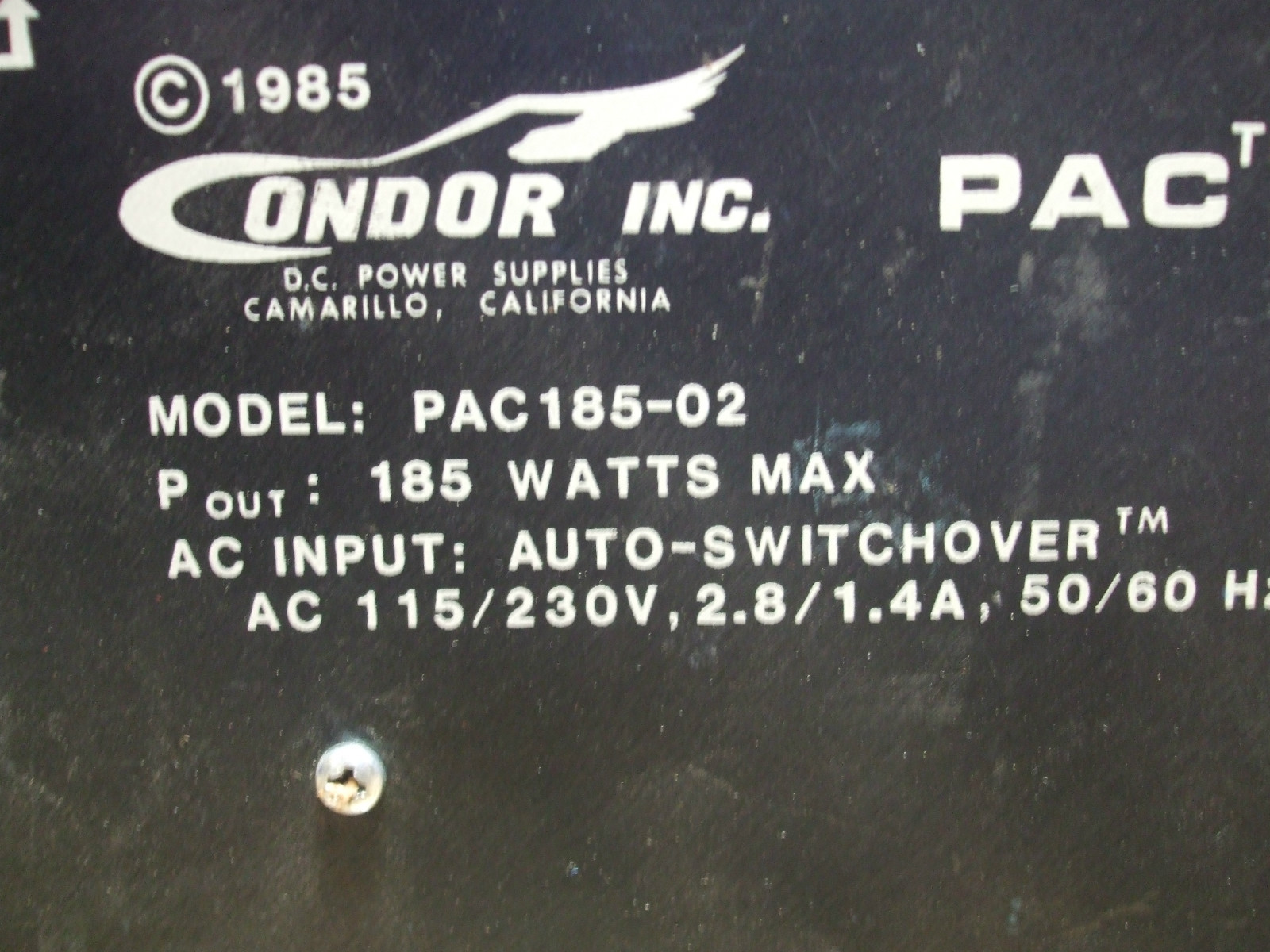 CONDOR PAC185-02 185 WATT POWER SUPPLY [9BB]