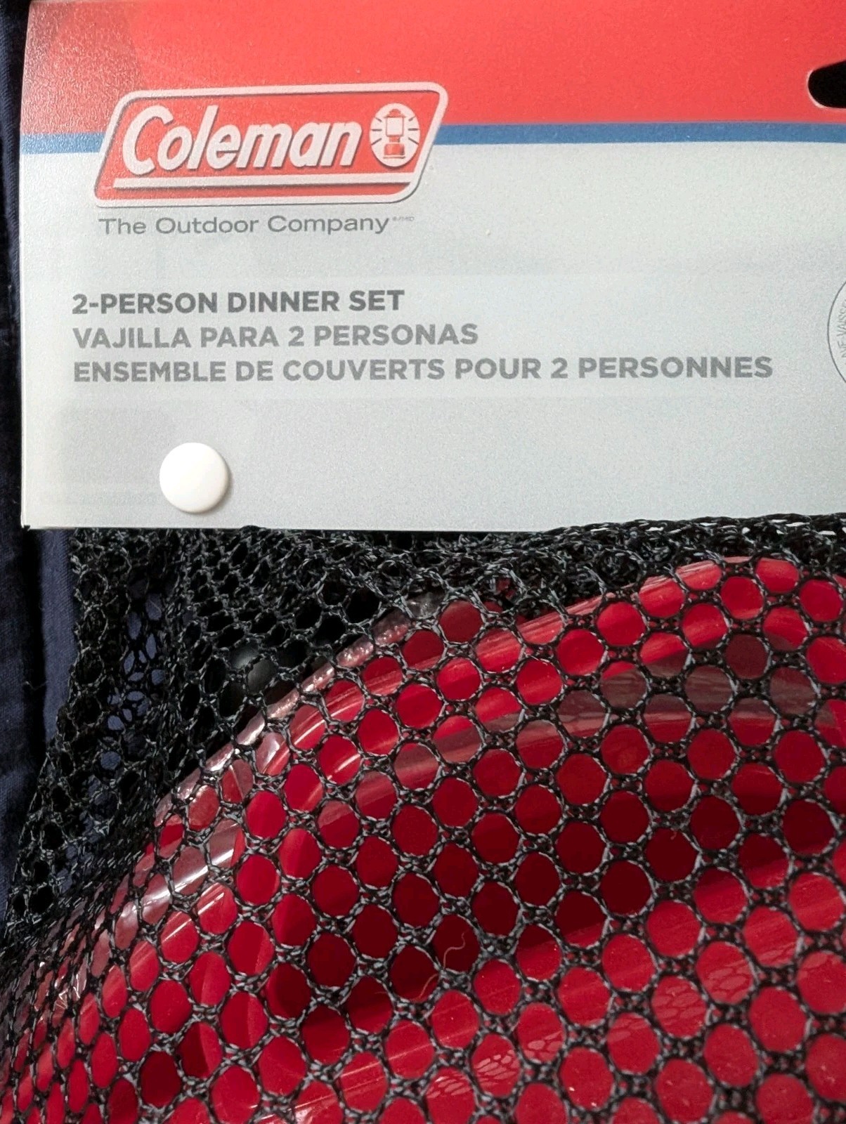 COLUMBIA 2-Person Plastic Dinner Set w/Mesh Storage Bag for Camping
