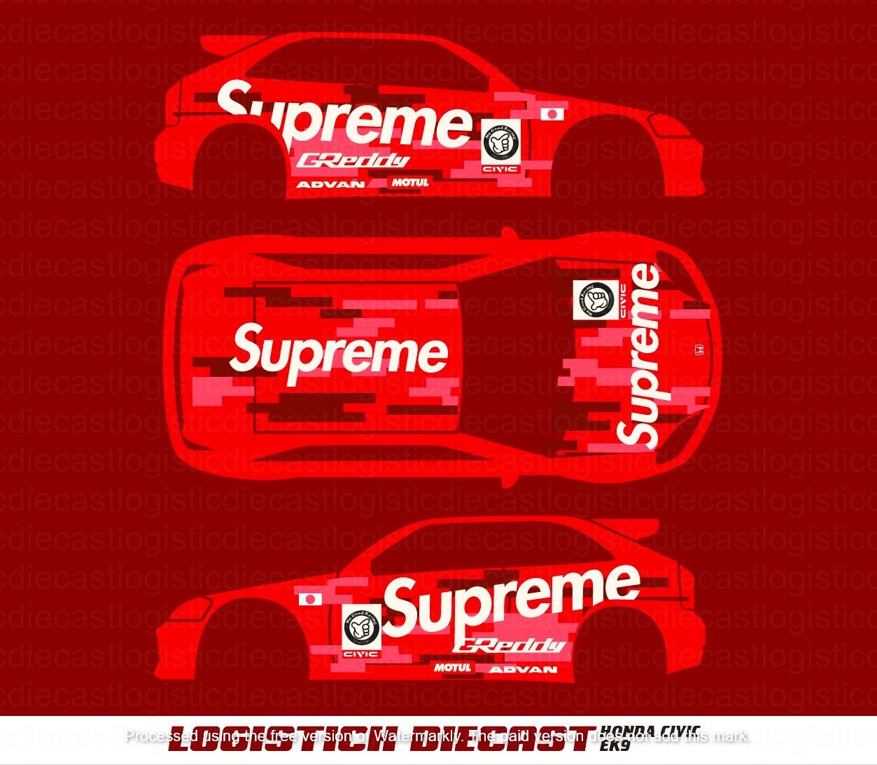WATER SLIDE DECAL FOR Hot wheels 1/64 CUSTOM '90 Honda EK9 A1