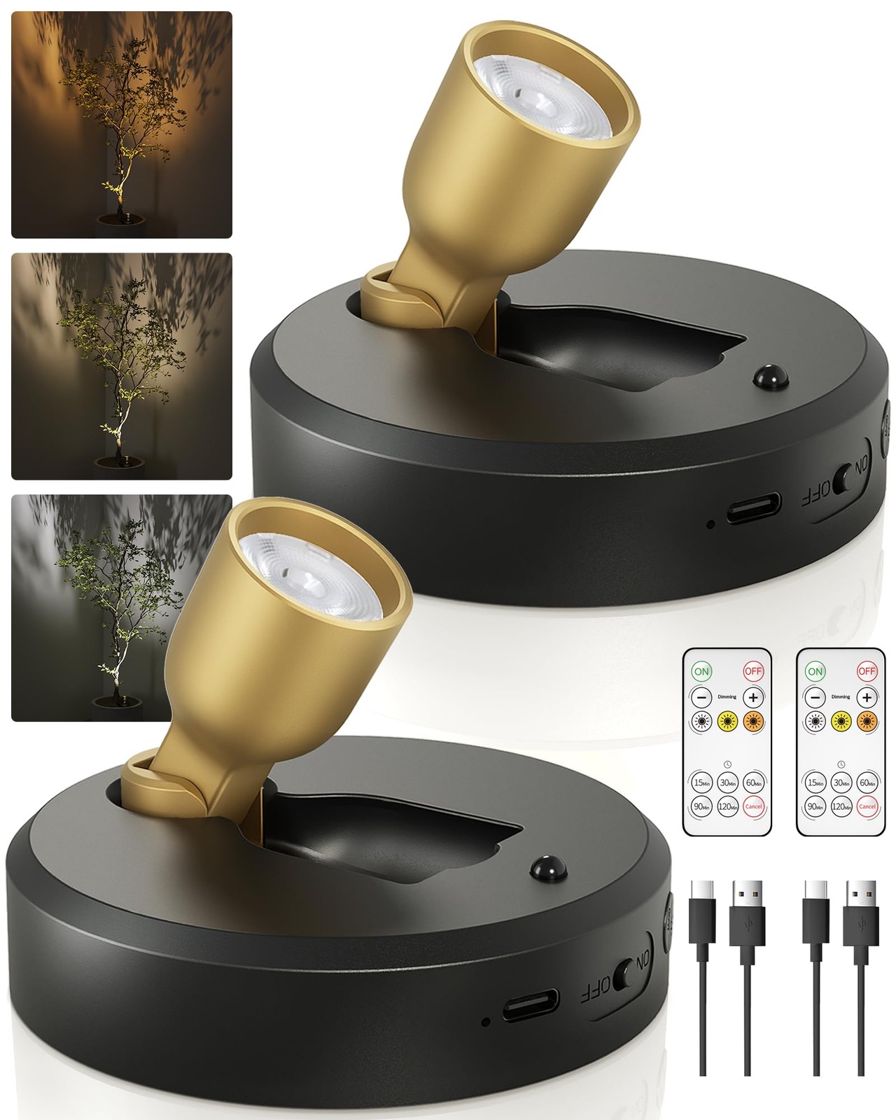 Spotlight Indoor with Remote, 4000mAh Rechargeable Plant Spot Lights Indoor, ...