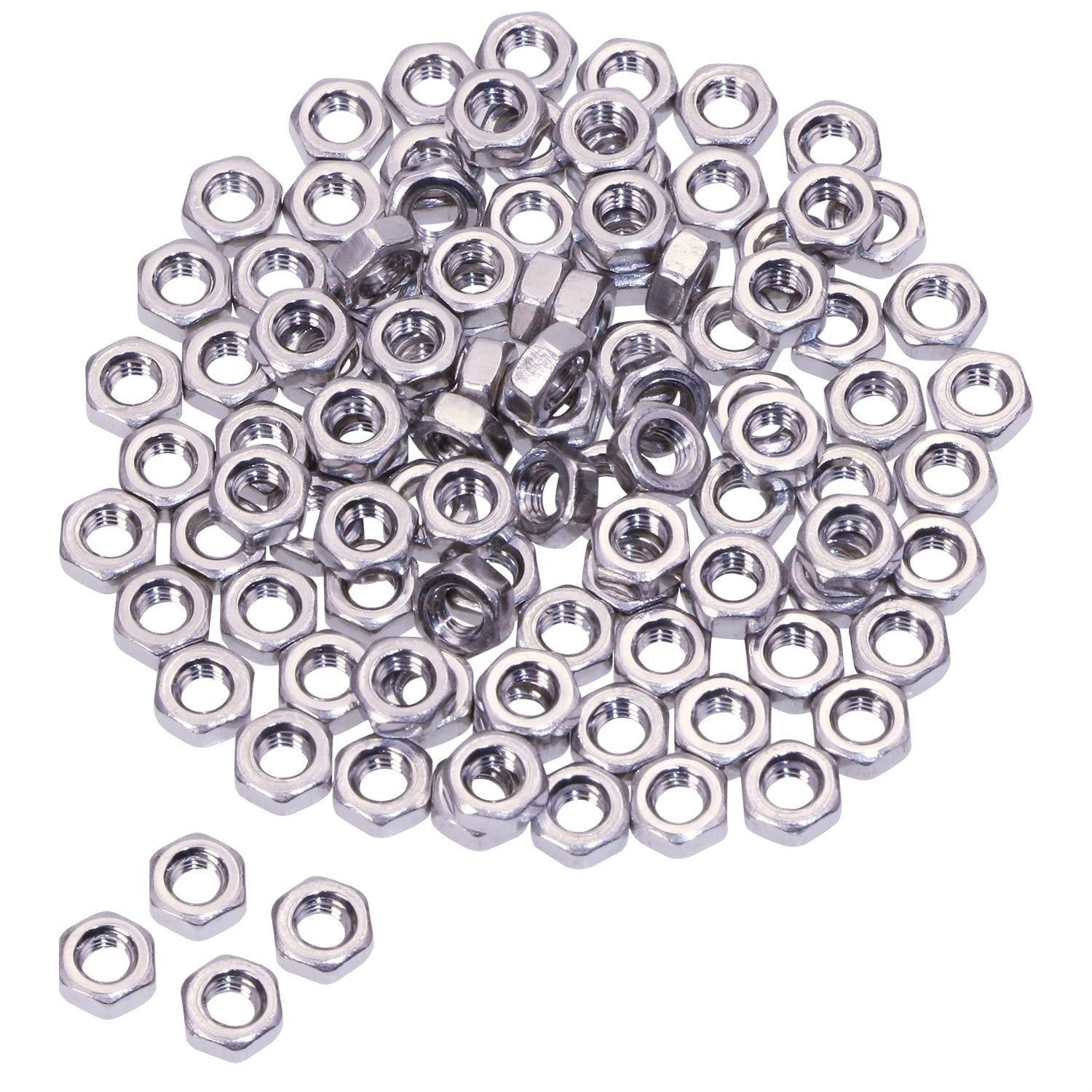 100PCS 3Mm Small Stainless Steel Female Thread Hex Screw Nut Fastener Tool, M3