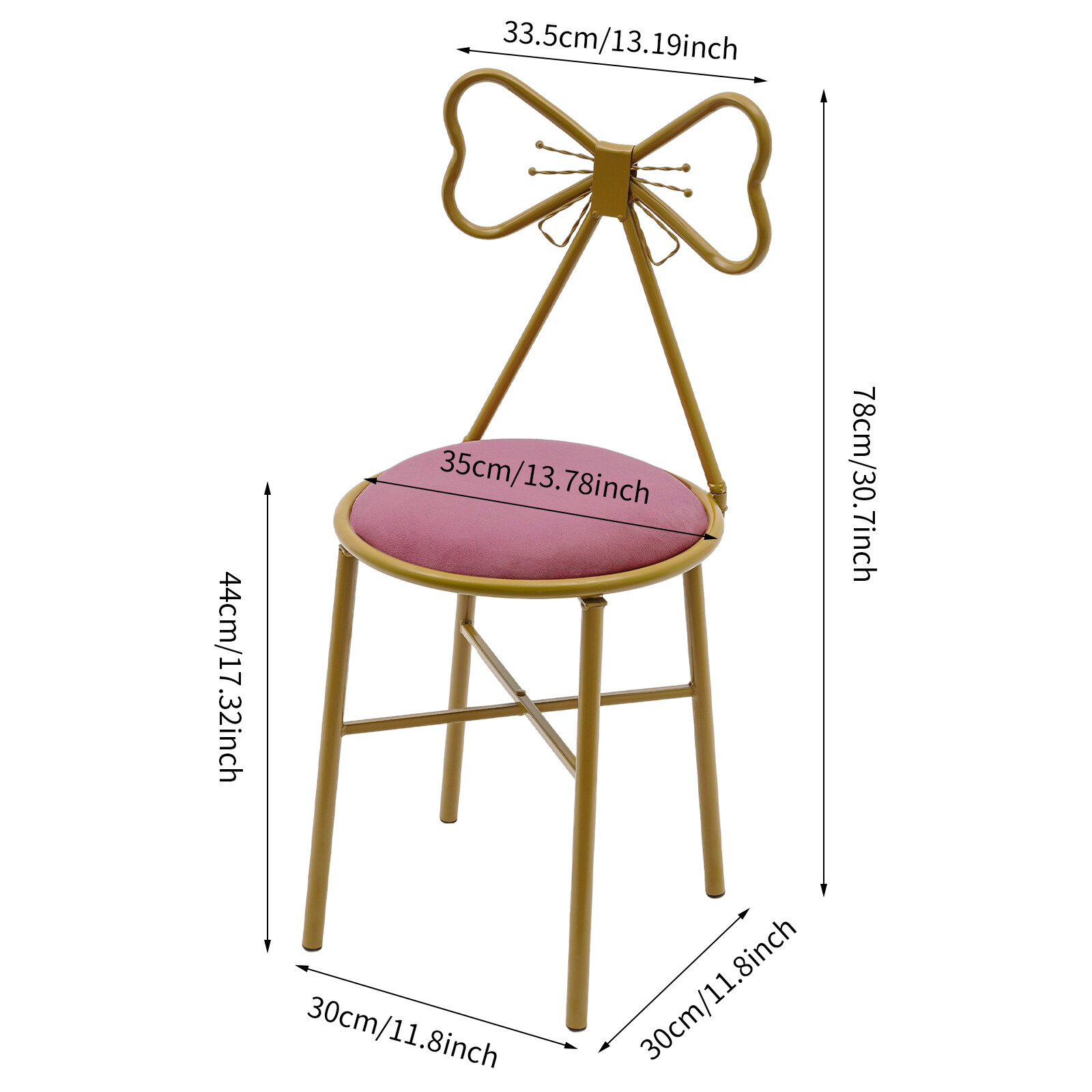 Vanity Chair Velvet Upholstered Butterfly Back Stool for Makeup Dressing Room