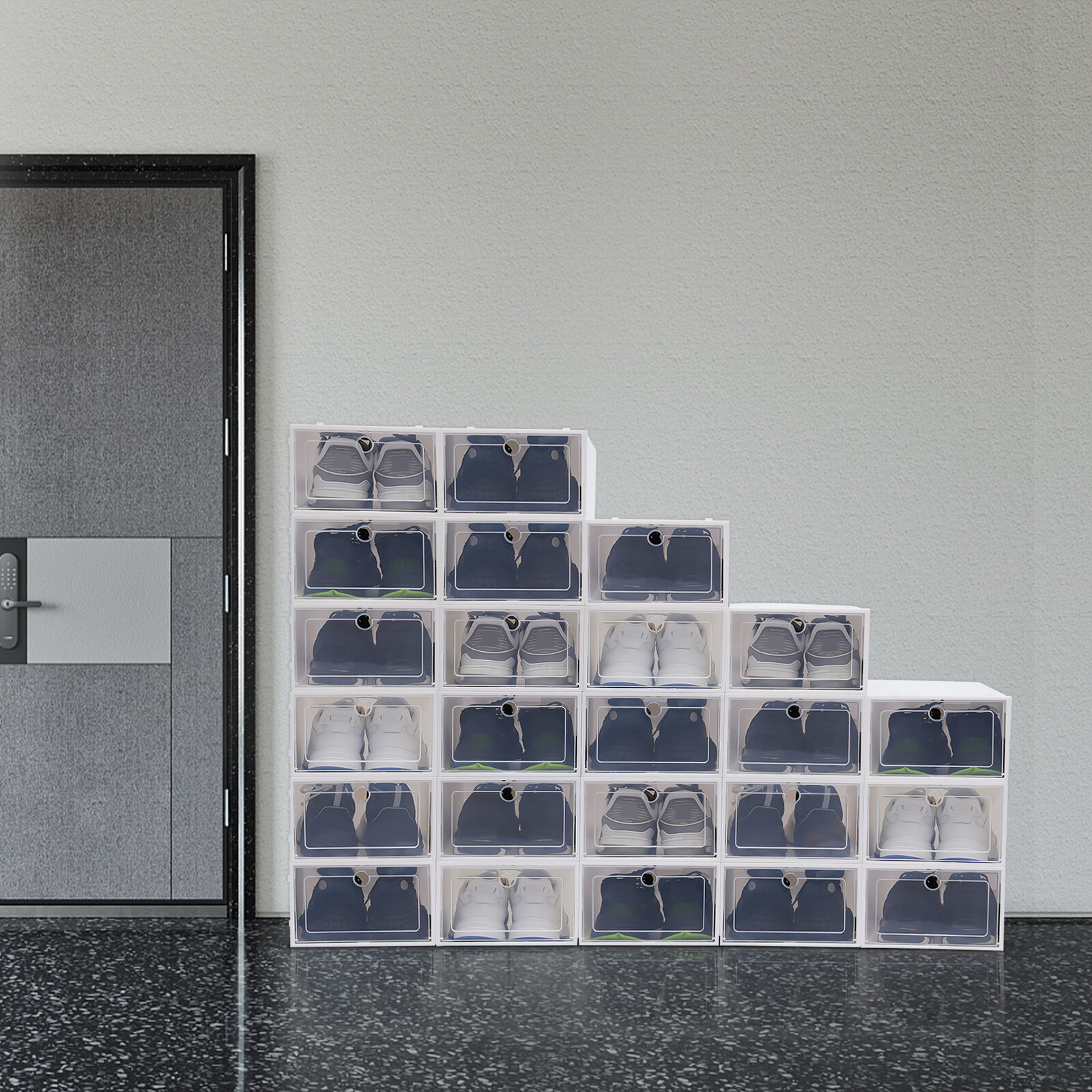 24 Shoe Boxes Foldable Shoe Storage Box PP DIY Install Stackable Storage Box