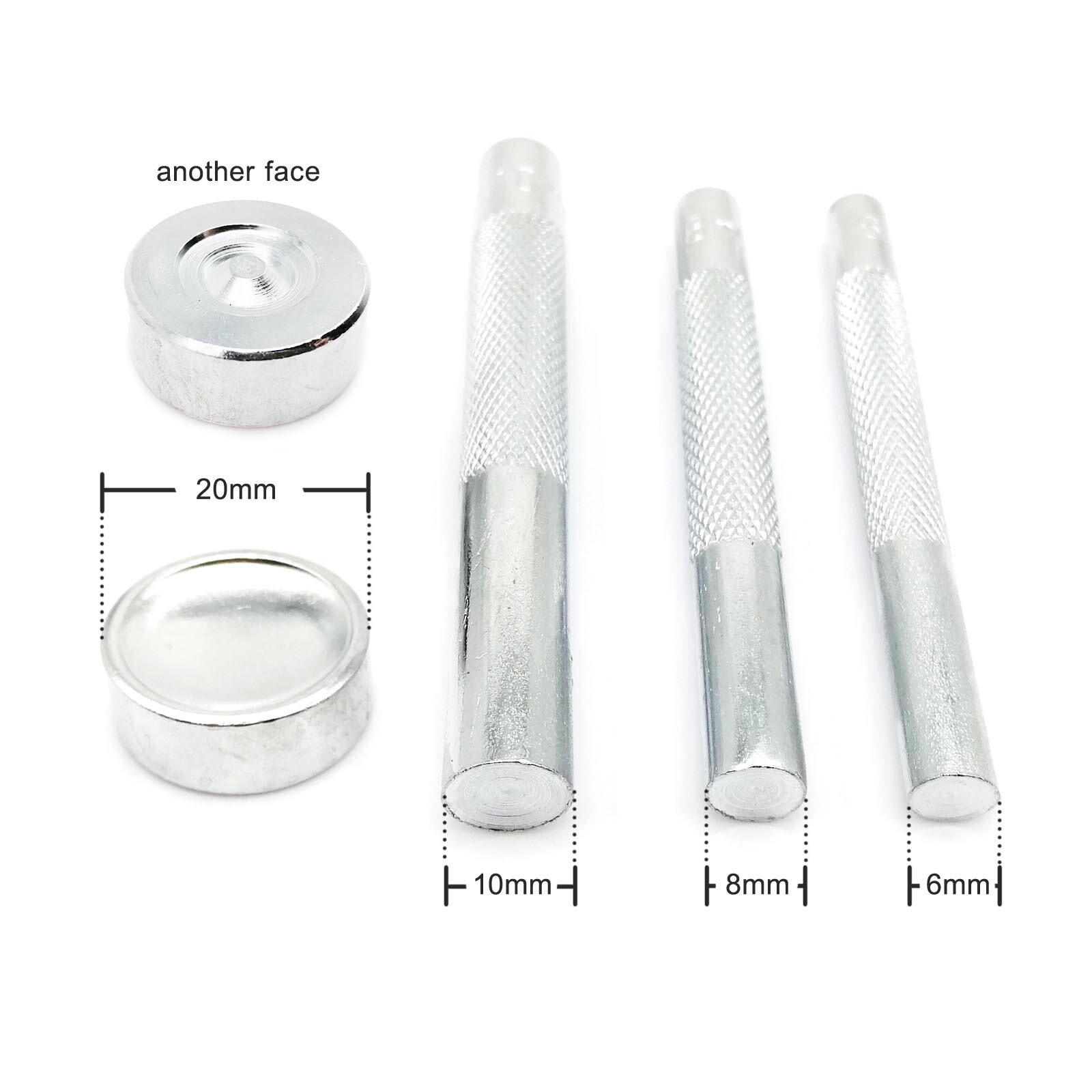 Die Punch Tool Steel Rod for 6/8/10mm Metal Double Cap Round Rivet Nailhead Stud