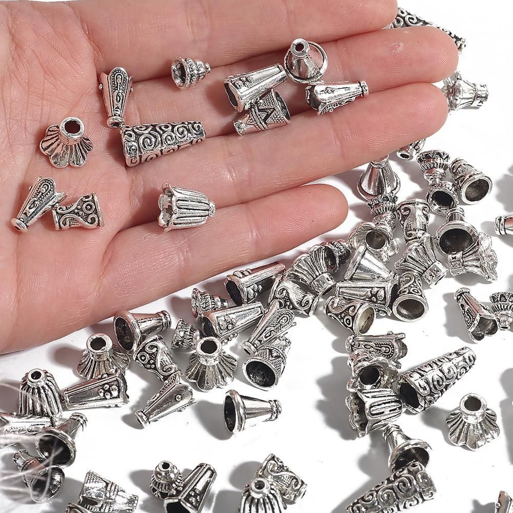 Silver Flower Bead - Spacer End Caps DIY Jewelry Making Accessories 10pcs Set