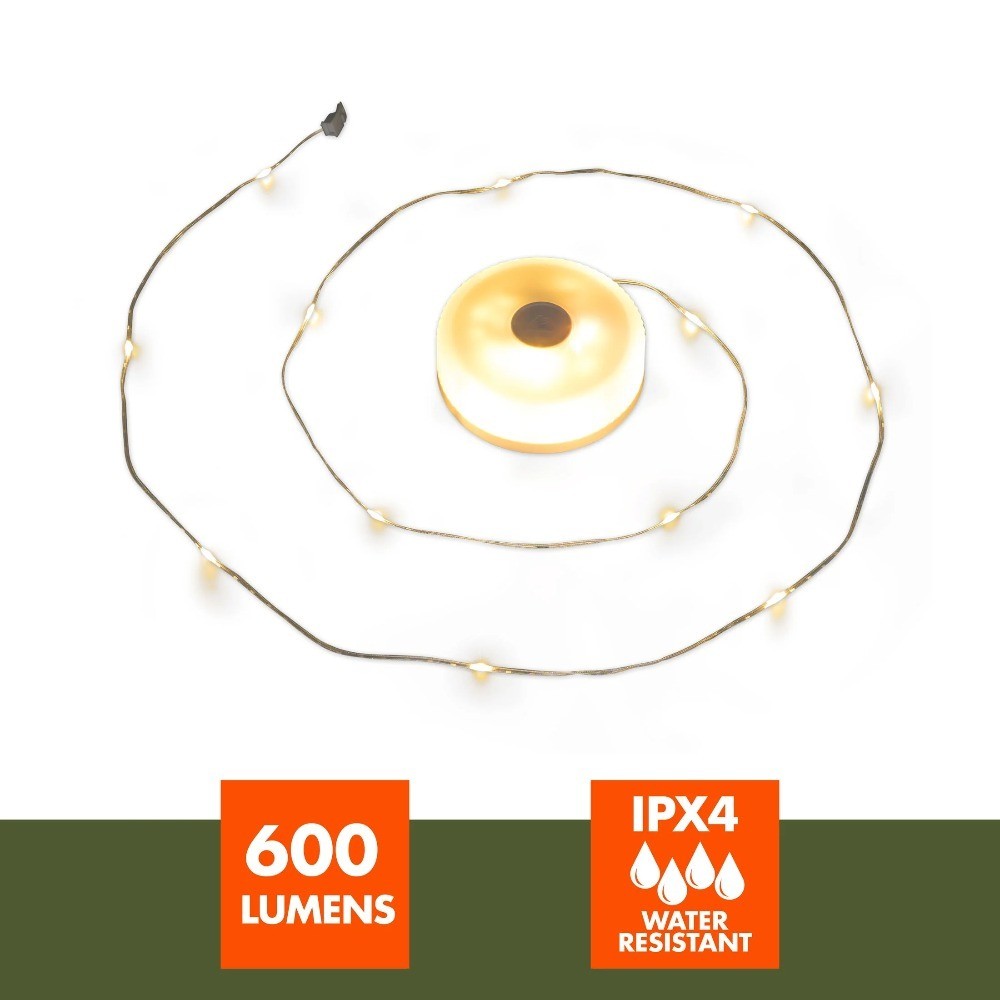 600 Lumen 2-in-1 Camping Light with 32.5 ft LED String Lights Portable Lantern