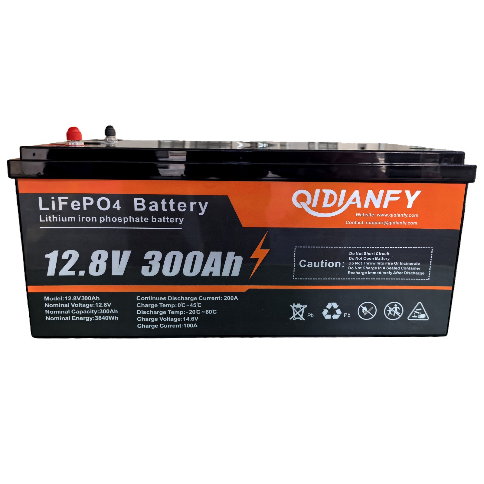12V Lithium Battery 300AH Deep Cycle 200A BMS For RV Off-grid Backup Power