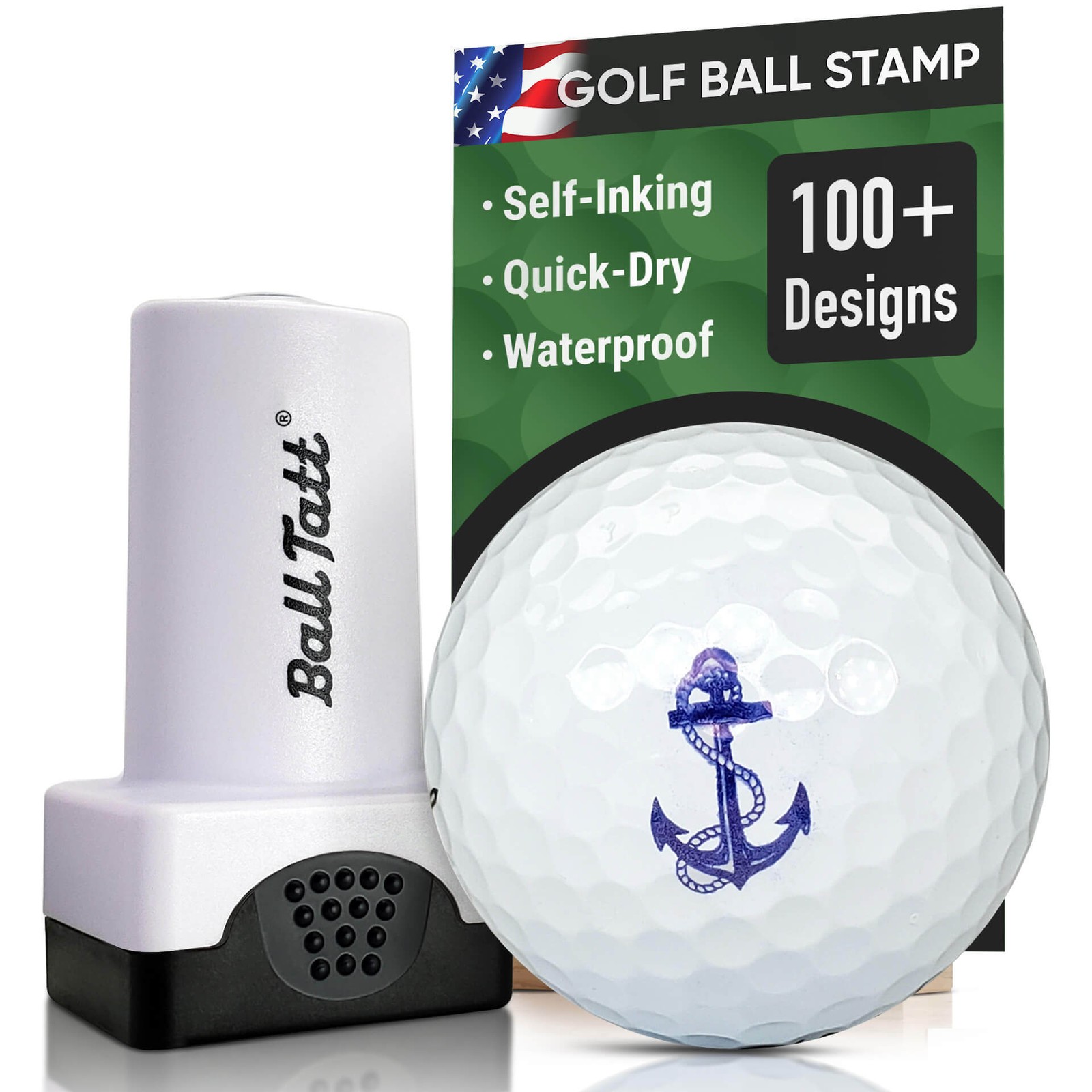 Ball Tatt - Anchor Golf Ball Stamp Marker Quick-Dry Stamp Self-Inking Stamper
