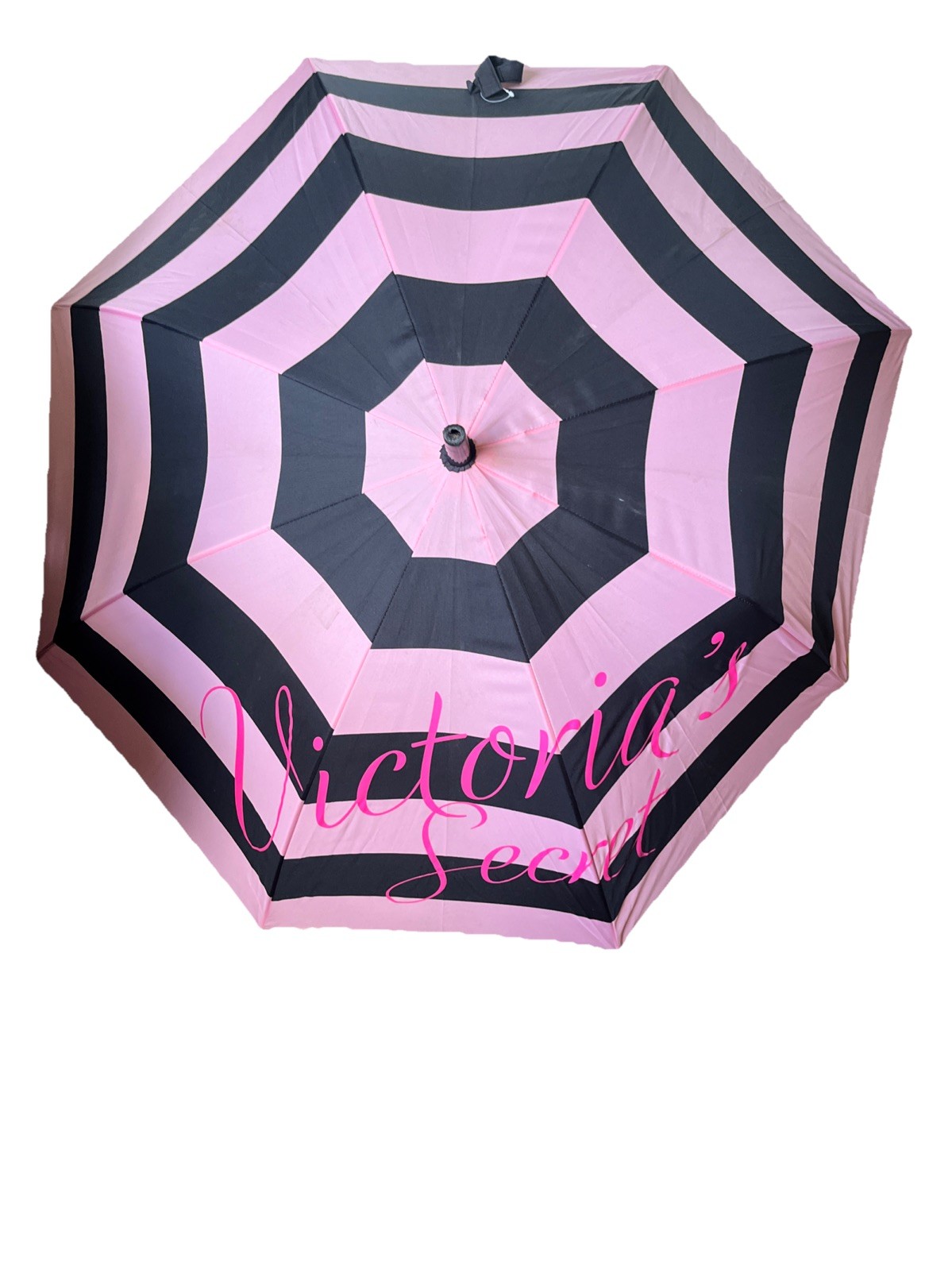 Victoria's Secret Signature Logo Pink/Black Full Size 36" Wide Parasol Umbrella