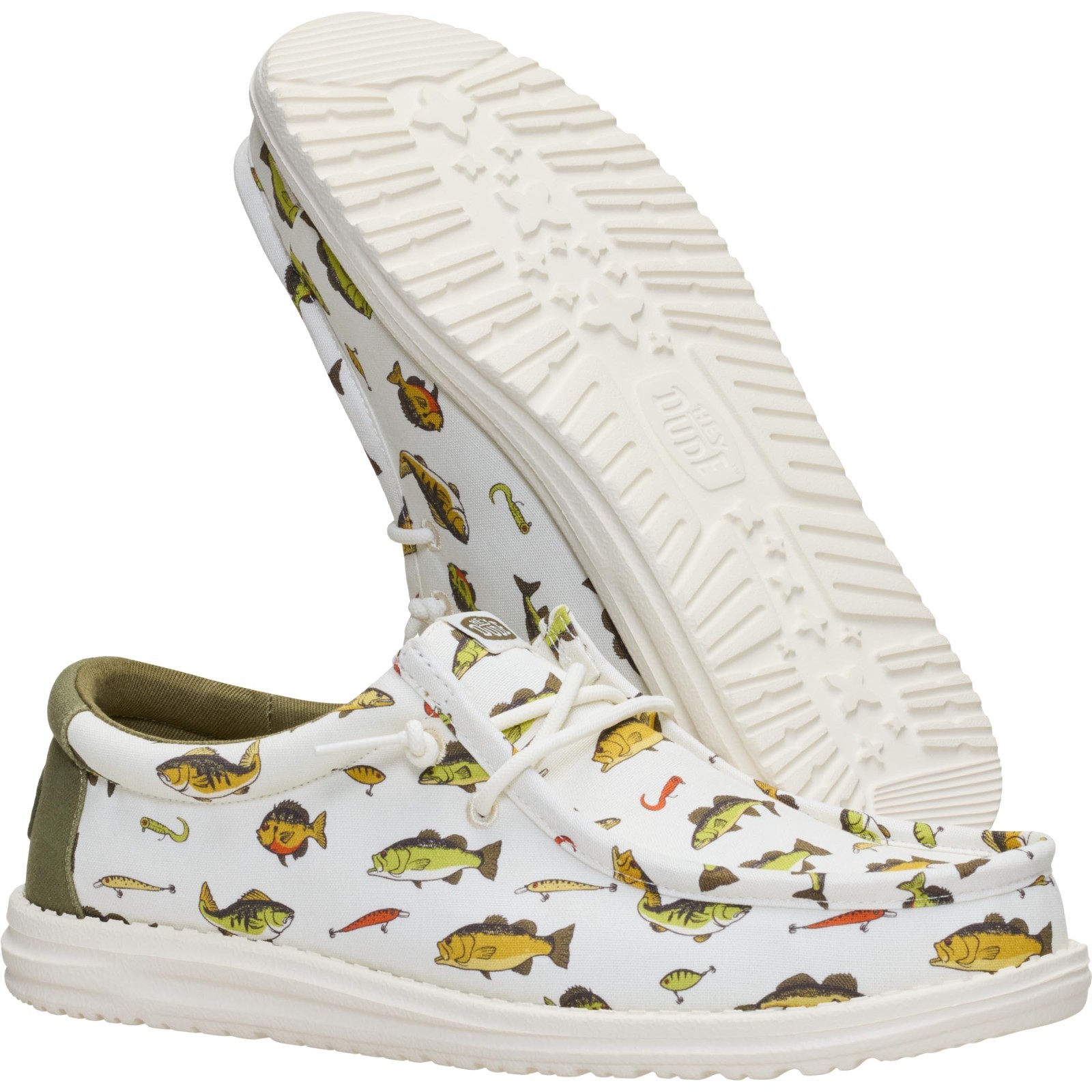 Hey Dude Wally 45725-0NI Mens White Freshwater Fish Slip-On Casual Shoes SHOP633