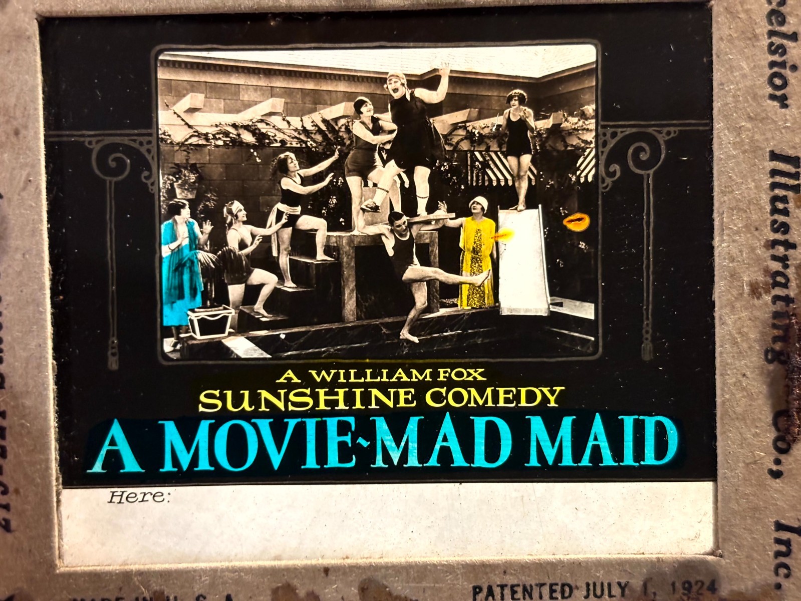 A Movie-Mad Maid Very Rare Magic Lantern Glass Movie Slide '24 Babe London