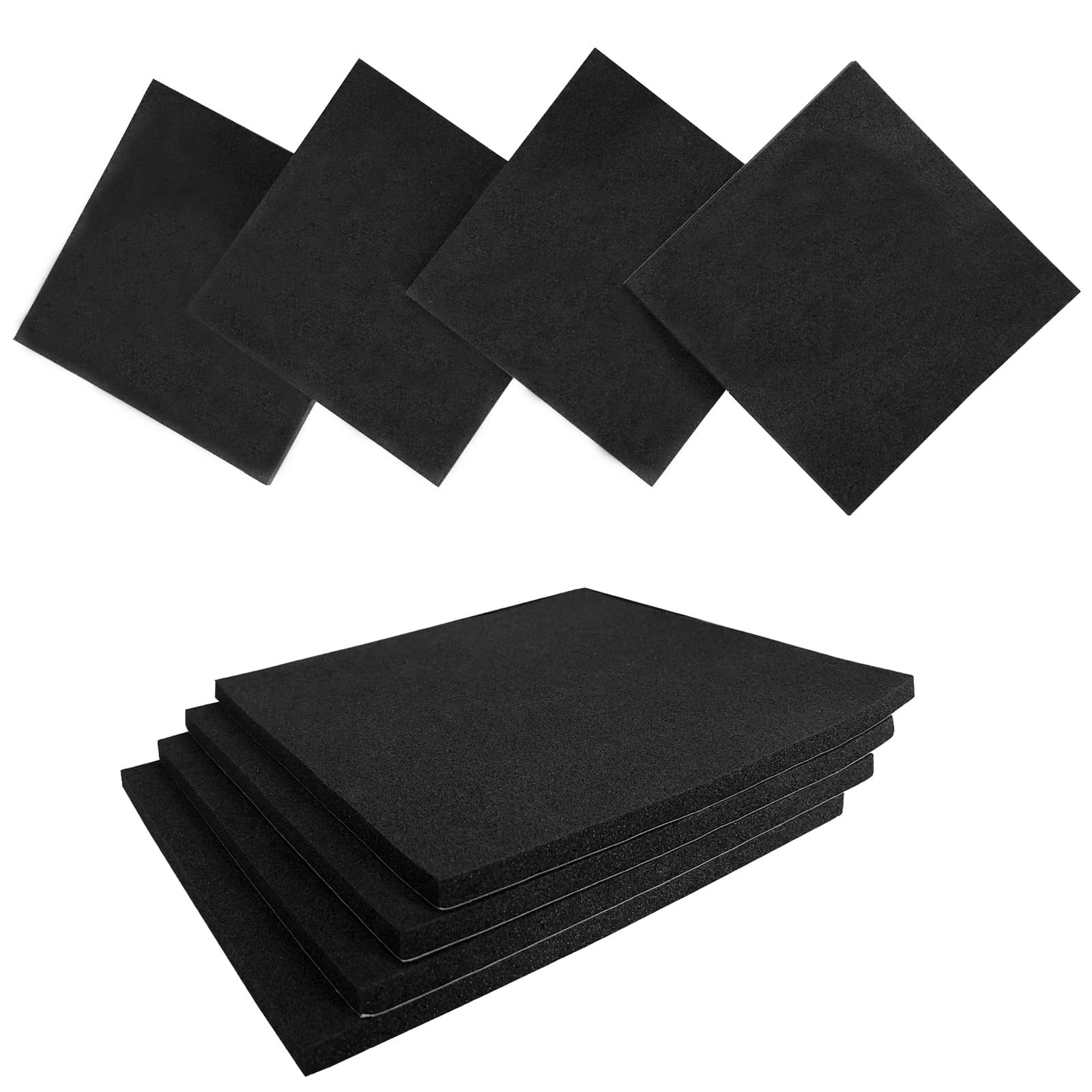 8 Pcs Black Adhesive Foam Padding, Closed Cell Foam Sheet 1/4“ Thick 6 Inc
