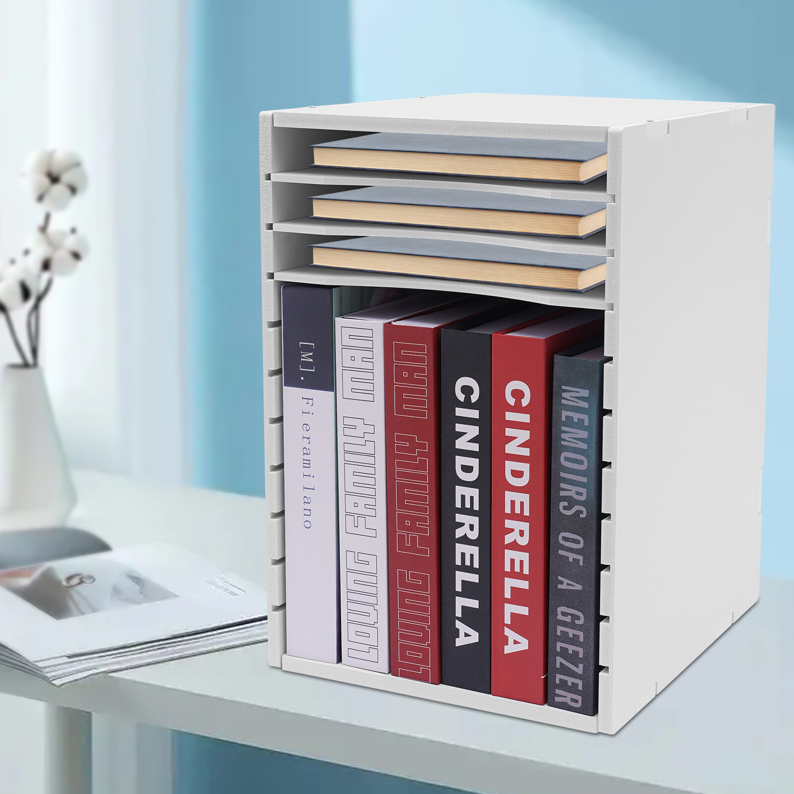 Document Organizer Vertical Desktop Sorter 11 Compartments Paper Storage Holder