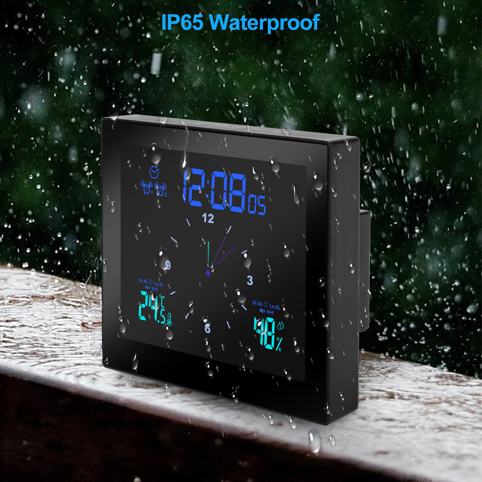Digital Shower Clock Waterproof Wall Mounted LCD Display Hygrometer Thermometer