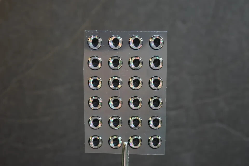 24 BLACK CIRCLE SILVER  3D Soft Molded 3/16"  5mm  Eyes Fly Tying Lures
