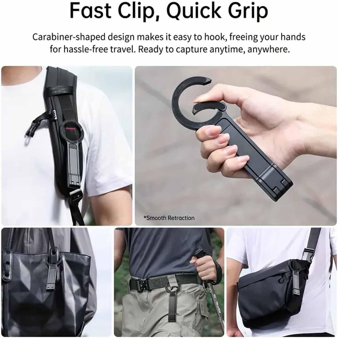 Phone Tripod, Magnetic Phone Holder with Spring Clasp, Adjustable Foldable