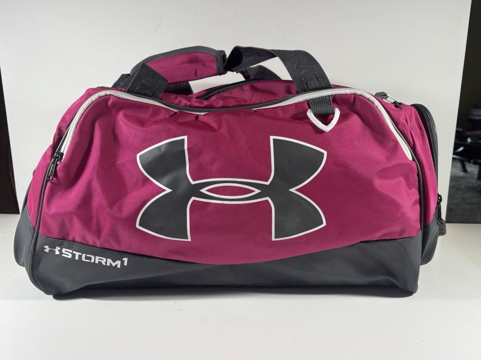 Under Armour Storm 1 Duffel Pink Gray Gym Travel Weekend Large Overnight Bag