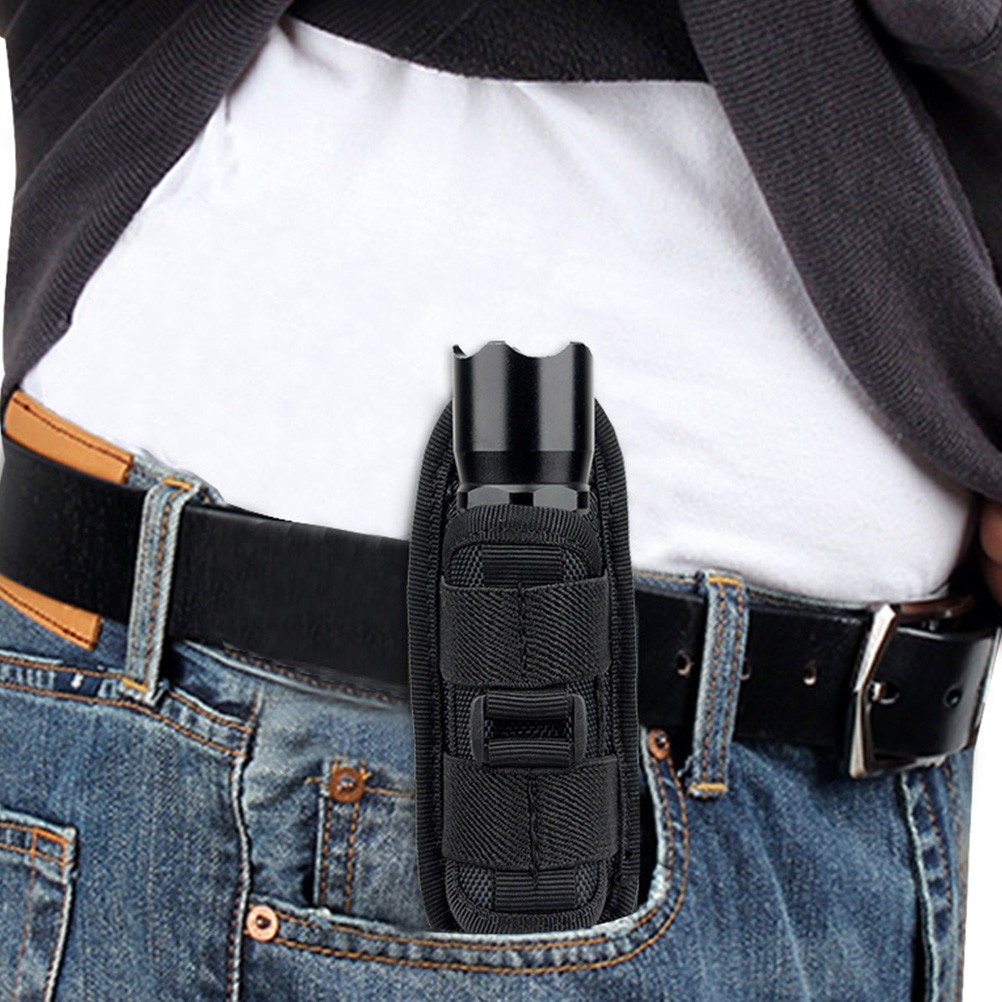 Outdoor Flashlight Pouch Rotatable Belt Clip Nylon Torch Protector