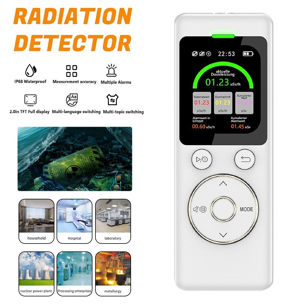 Portable Nuclear Radiation Detector Display GM Tube β γ X-Ray Tester Waterproof