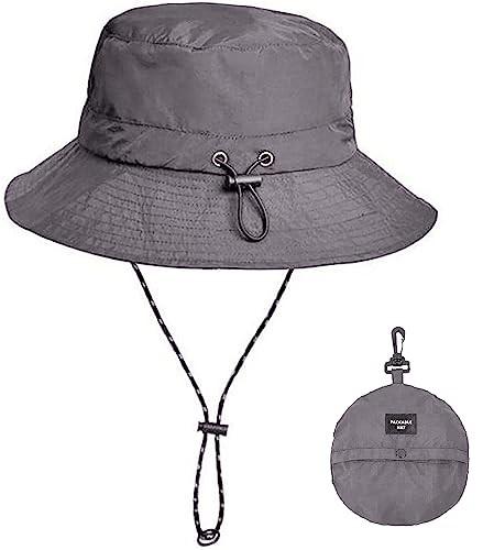 Men Sun Hat Wide Brim Bucket Hat Women Fishing Hats Boonie Hat One Size Grey-a