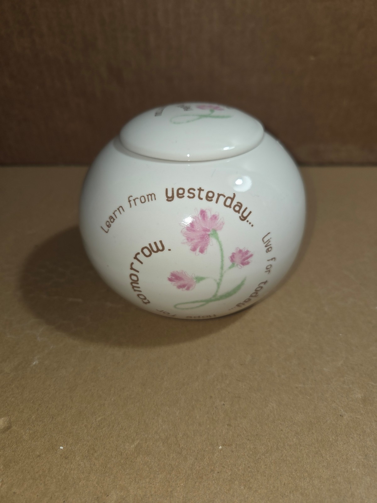 Tea Light Holder "Life is a Circle" Carson  Yesterday Today Tomorrow Ceramic