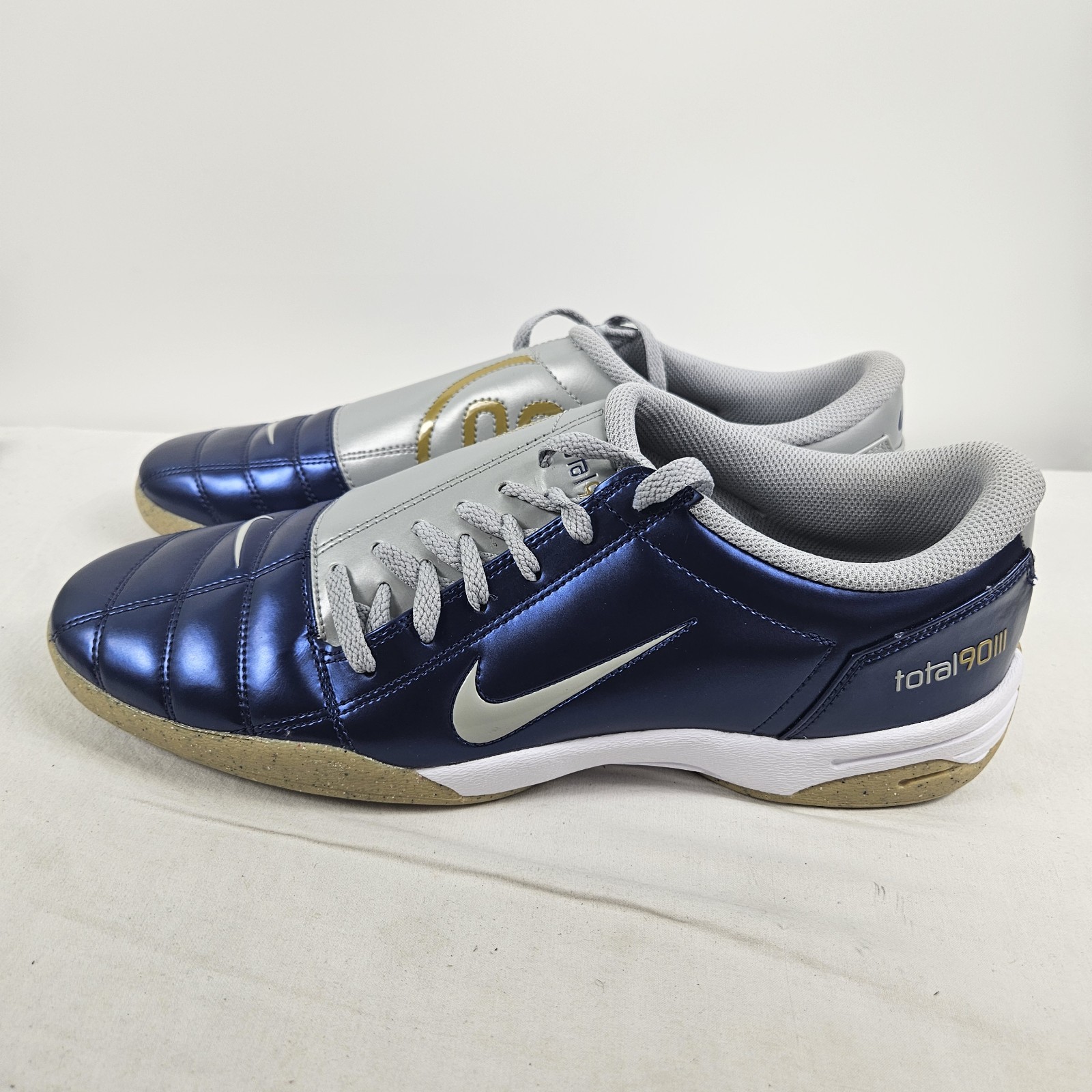 Nike Total 90 III Indoor Soccer Shoes Men Size 13 HQ2851-402 Metallic Blue Gray