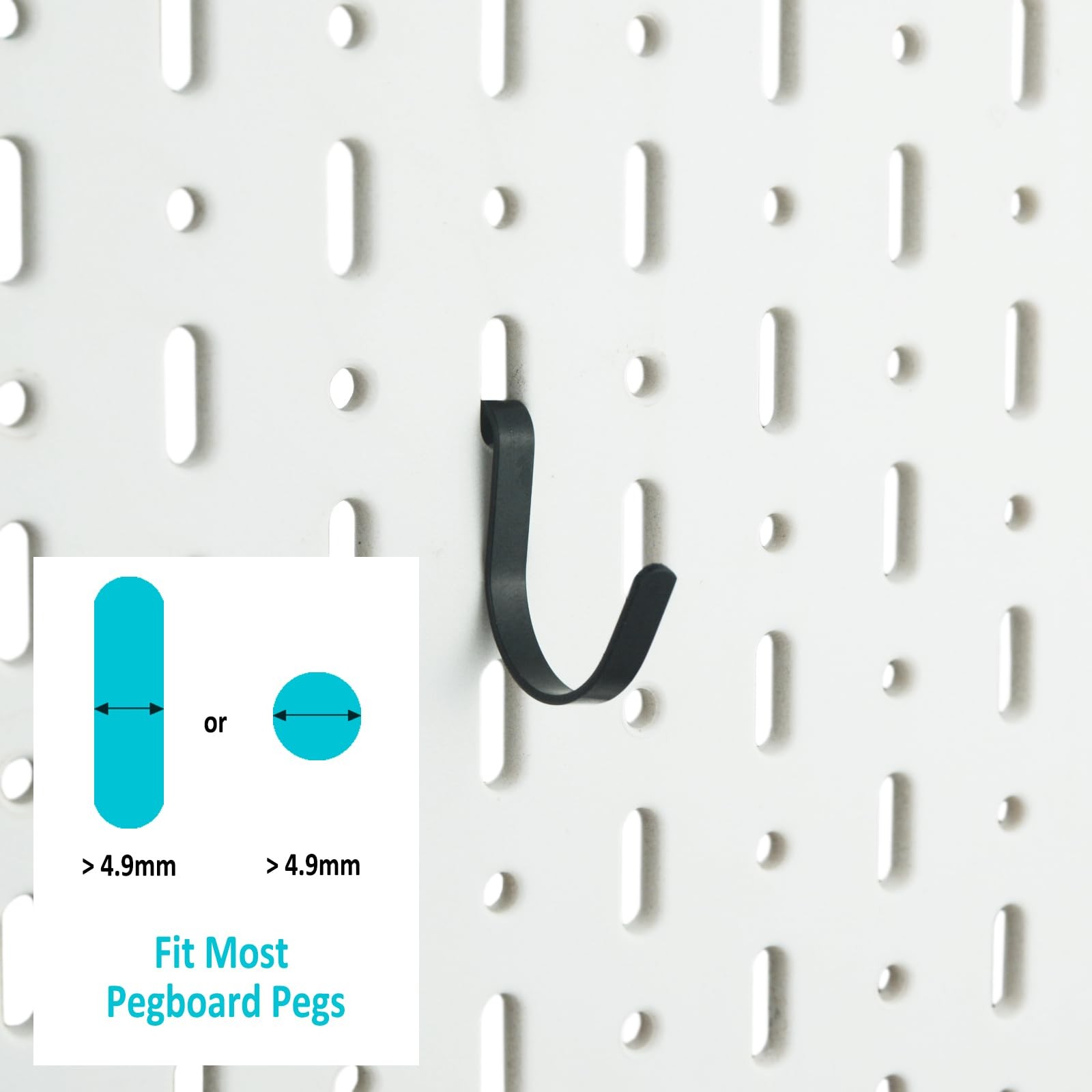 Black Pegboard J Hooks - 80pcs Metal Peg Board Hooks for Hanging, Pegboard Wa...
