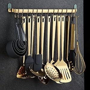 Kitchen Utensil Rack, Kitchen Rack With Gold Titanium Plating,Rail Rack