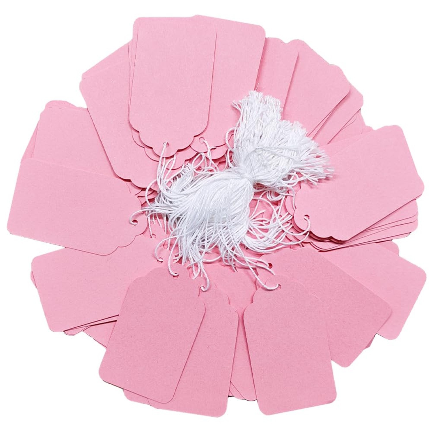 200 Pcs 2.76'' x 1.57'' Pink Blank Jewelry Price Tags with String Attached Re...
