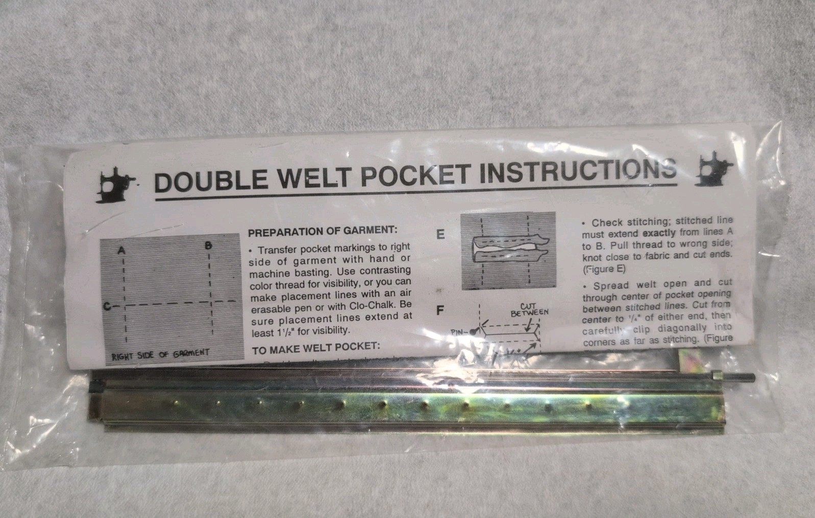 Double Welt Pocket Metal Marker Tool | Unopened Product With Manual