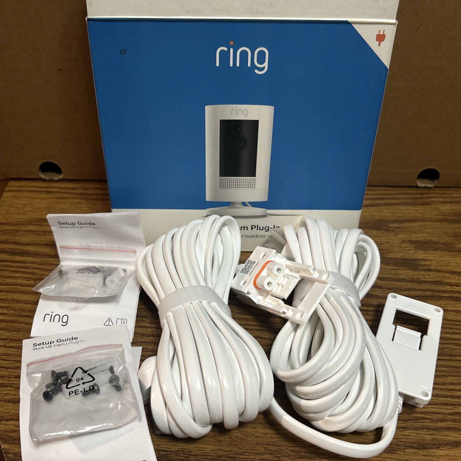 RING Indoor/Outdoor Power Adapter Barrel Plug for Stick Up Cam Plug-In-White X2