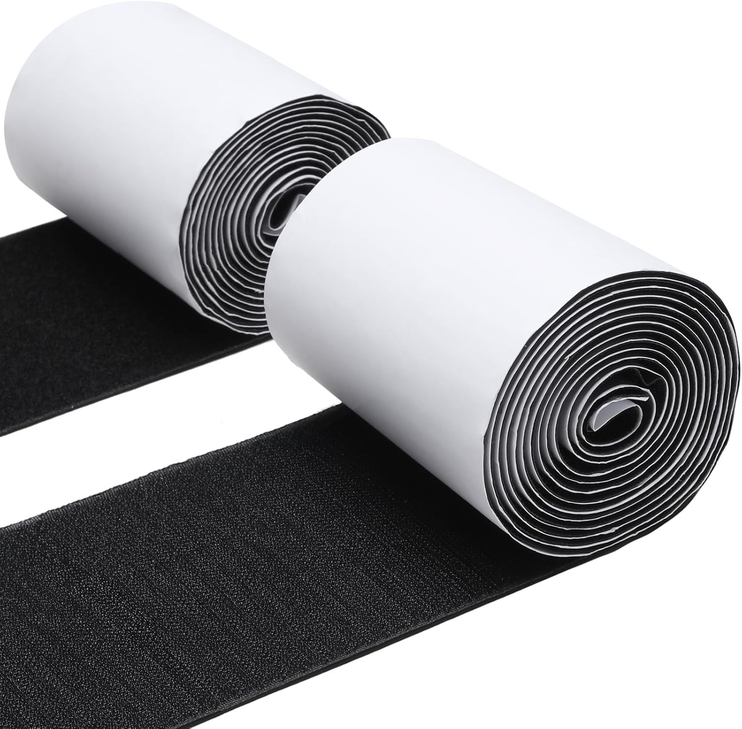 **4.4" x 7FT Heavy Duty Adhesive Hook & Loop Tape Sticky Back Black**