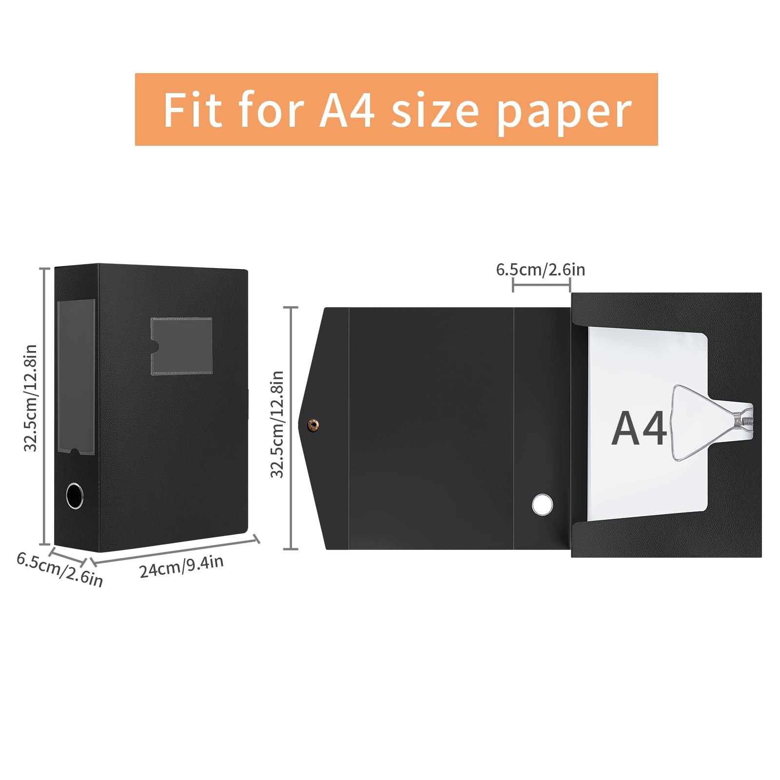 2 Pack A4 Storage File Boxes Archives Case,65mm Spine,Box File Document Stora...