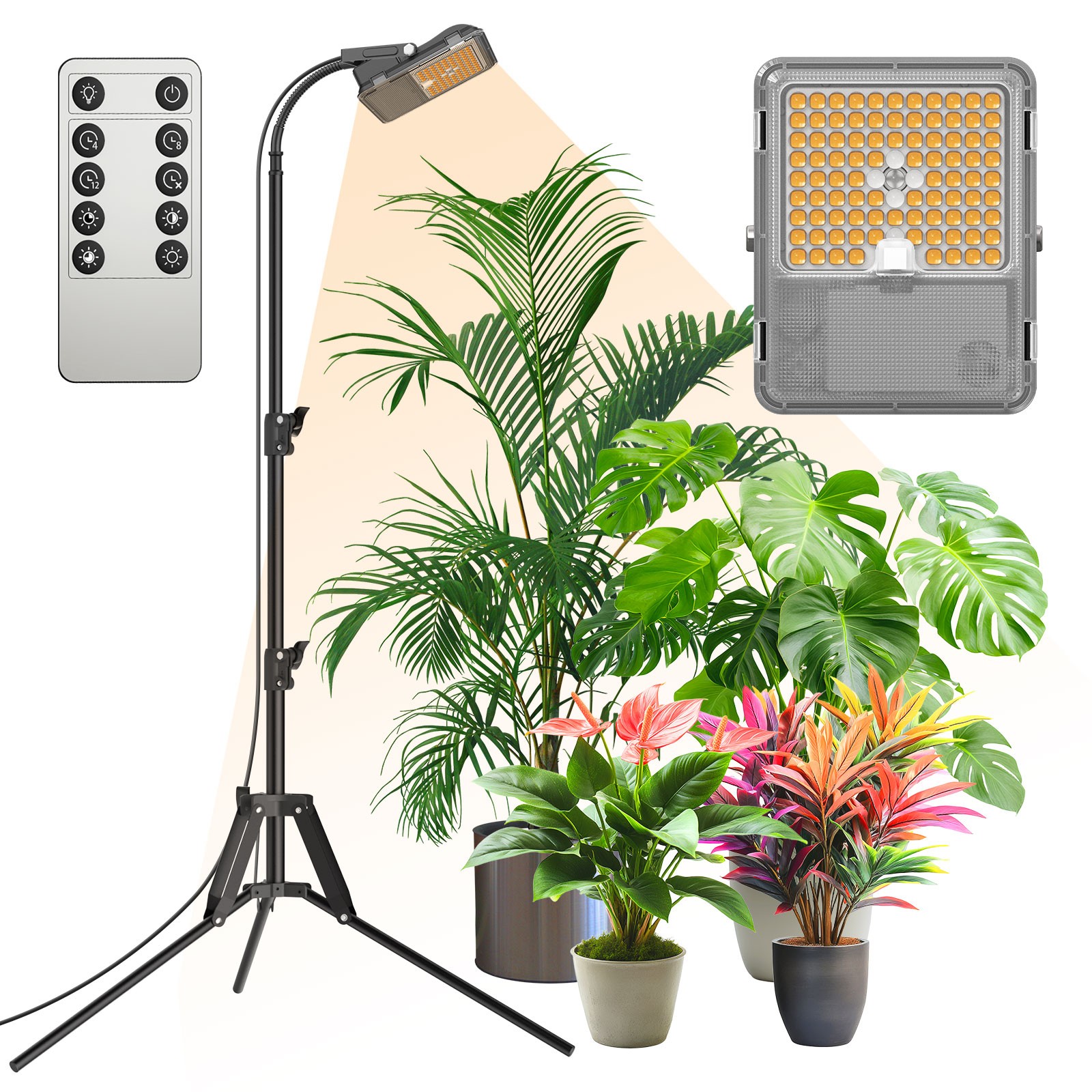 SANSI Grow Light Full Spectrum 45W 88LEDs Dimmable Indoor Growing with Remote