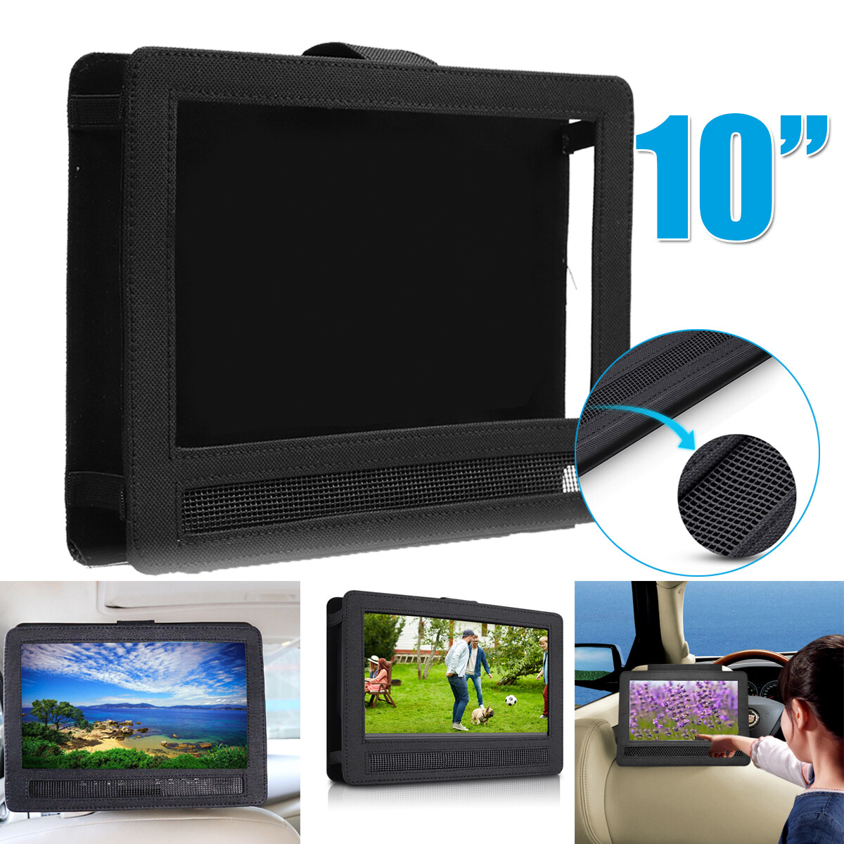 Universal Car Headrest Mount Holder Case Bag for 10" Portable DVD Player Tablets