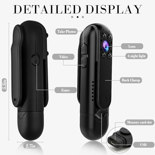 Mini Body Camera with Audio and Video Recording HD 1080P Body Cam, 32GB