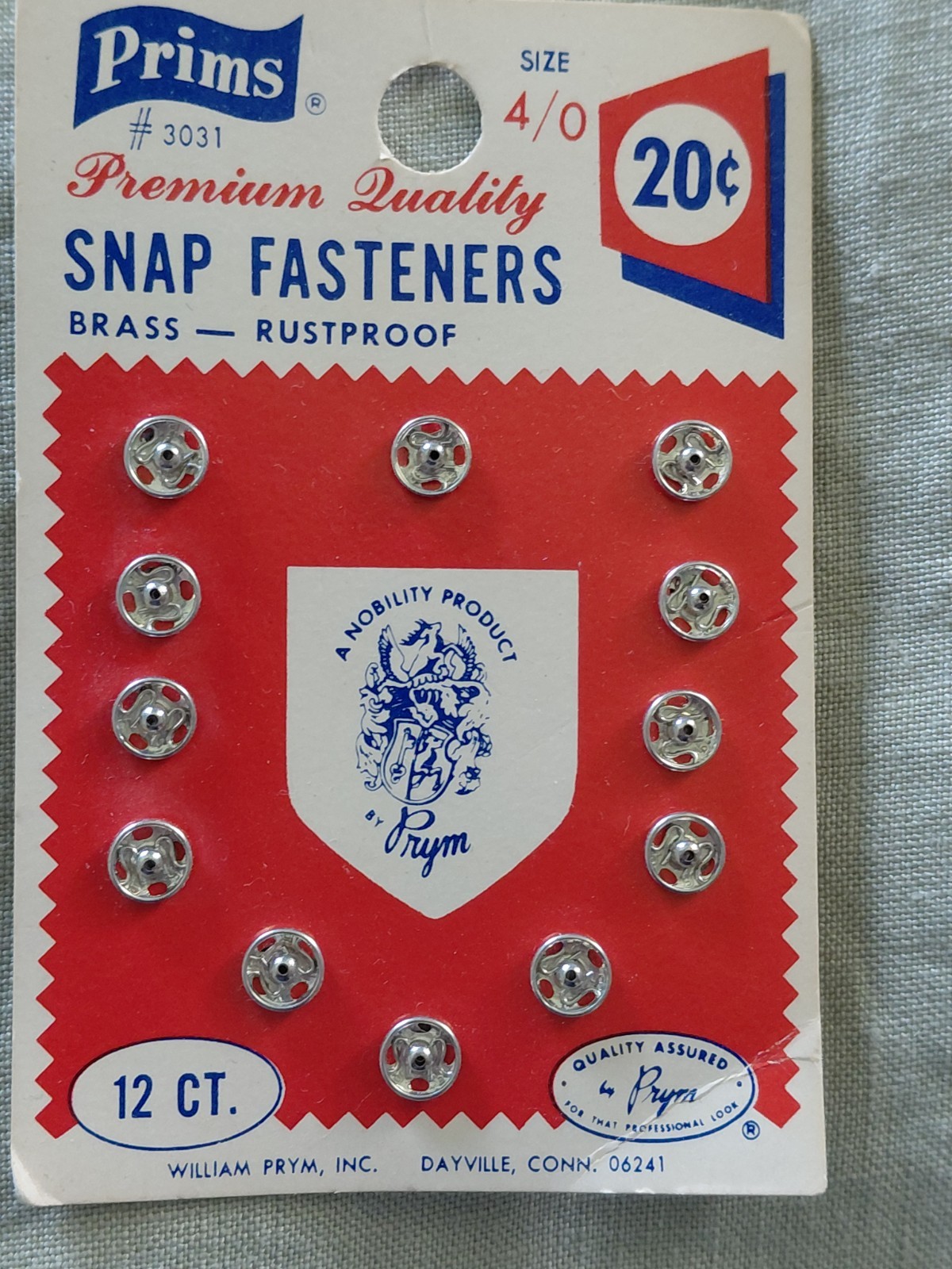 Vintage Prims Premium Quality Snap Fasteners size 4/0 original set of 12