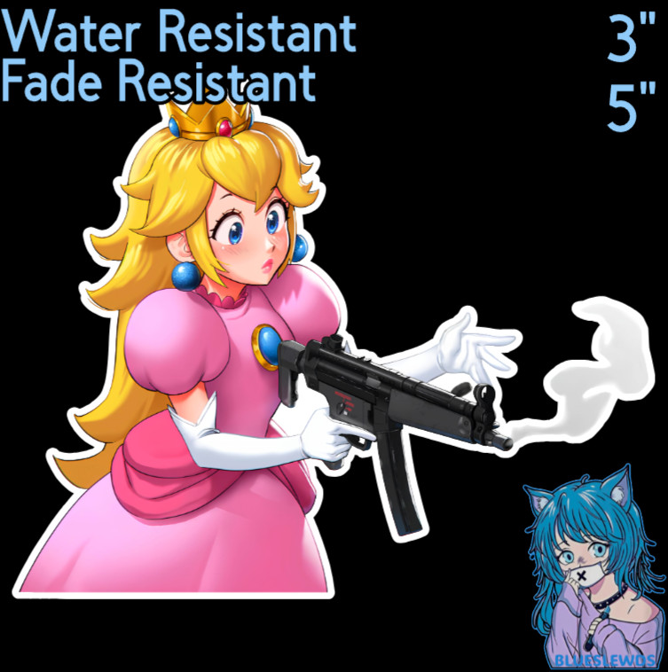 Super Mario Princess Peach 3"/5" Blicky Anime Laptop Bottle Car Sticker / Decal
