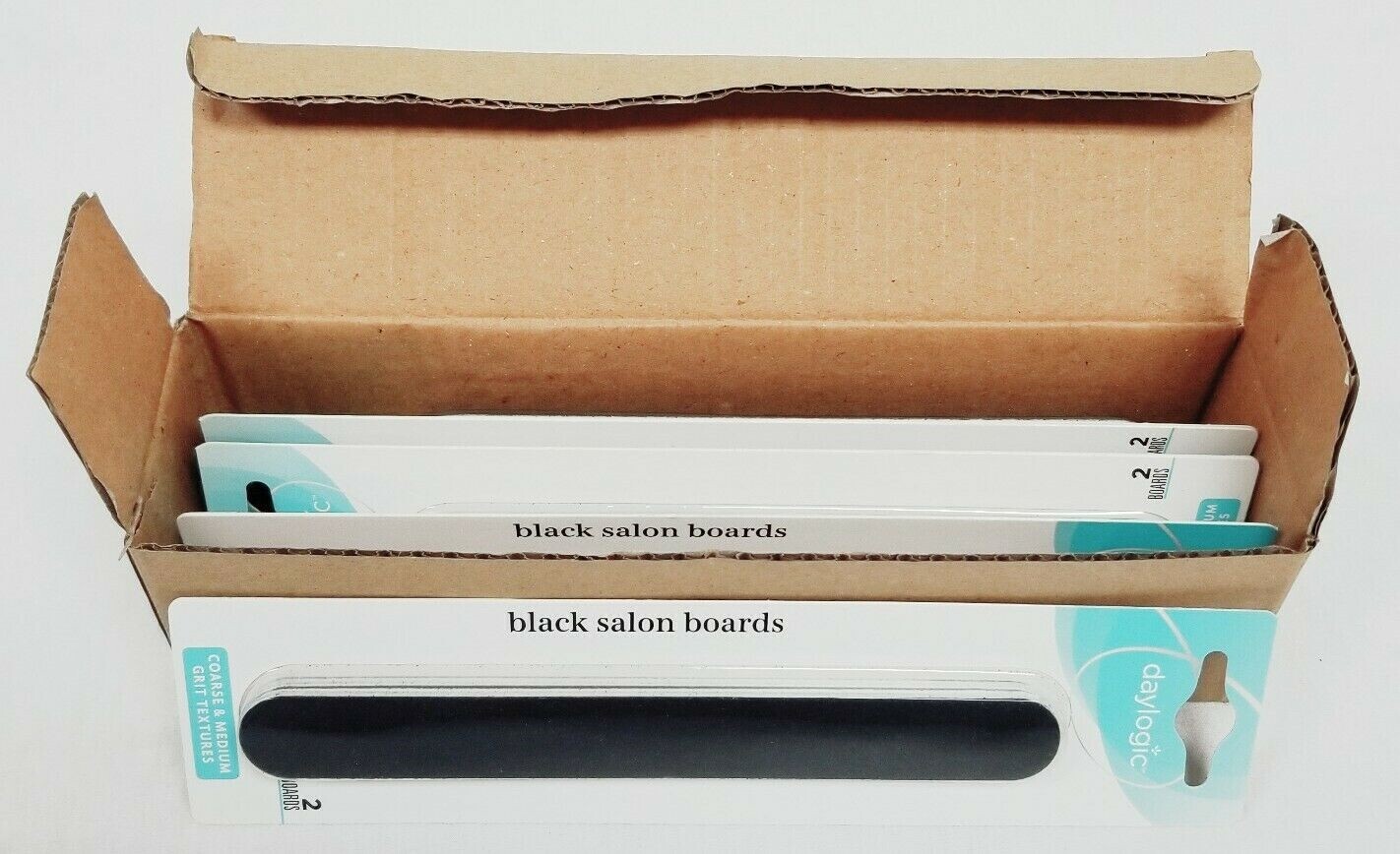 Box of 6 Rite Aid Daylogic Black Salon Nail Boards Coarse Medium 2 Per Pack New