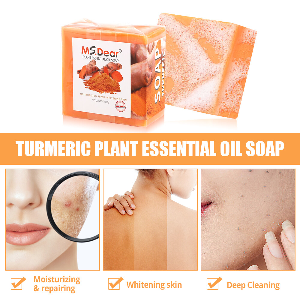 2Pc Turmeric Soap for Face&Body,Skin Brightening Anti-Acne Dark Spots Lightening
