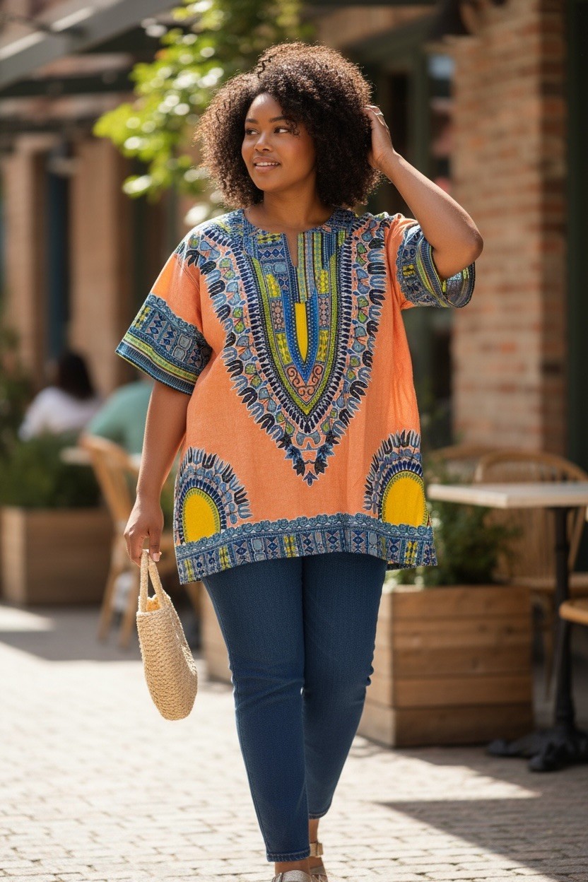 Traditional African Unisex Dashiki Shirt color Tribal Festival Hippie