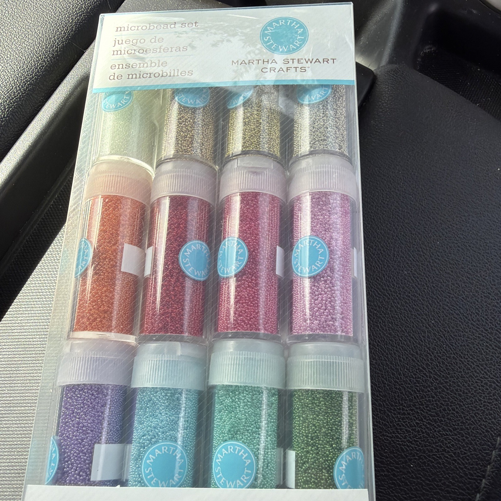 Martha Stewart Crafts Metallic Glass Microbeads Set of 12 Colors Open Pink vial