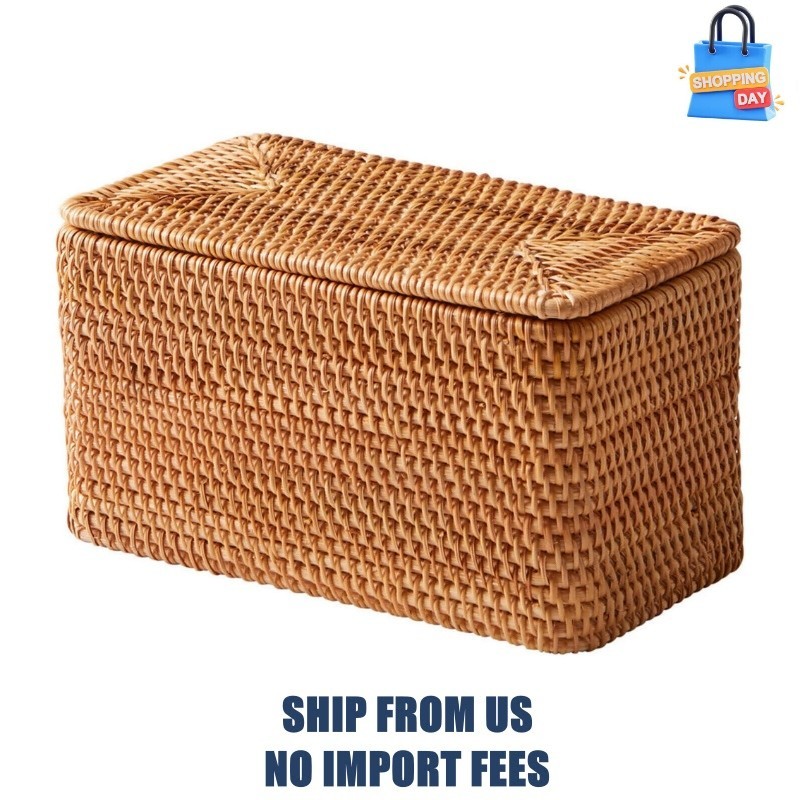 Better Homes & Gardens Brown Rattan Organizer Basket with Lid