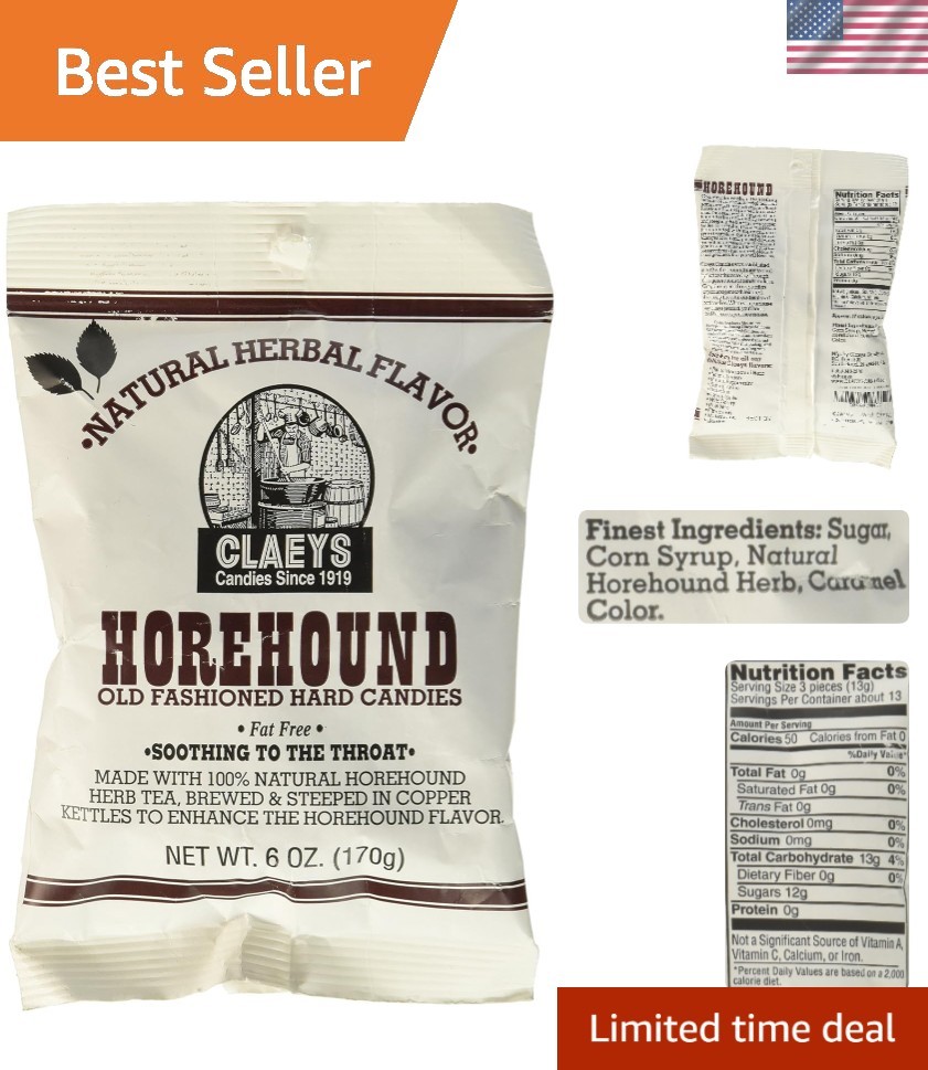 Authentic Horehound Hard Candy - 6 Ounce Round Pieces, Nostalgic Delight