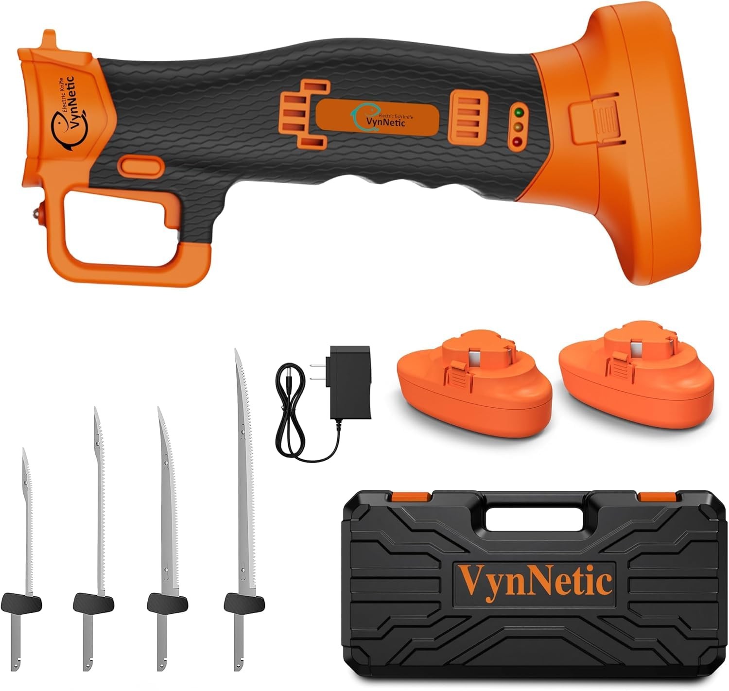 Fillet Knife for Fish with 4 Stainless Steel Blades, Cordless Rechargeable No...