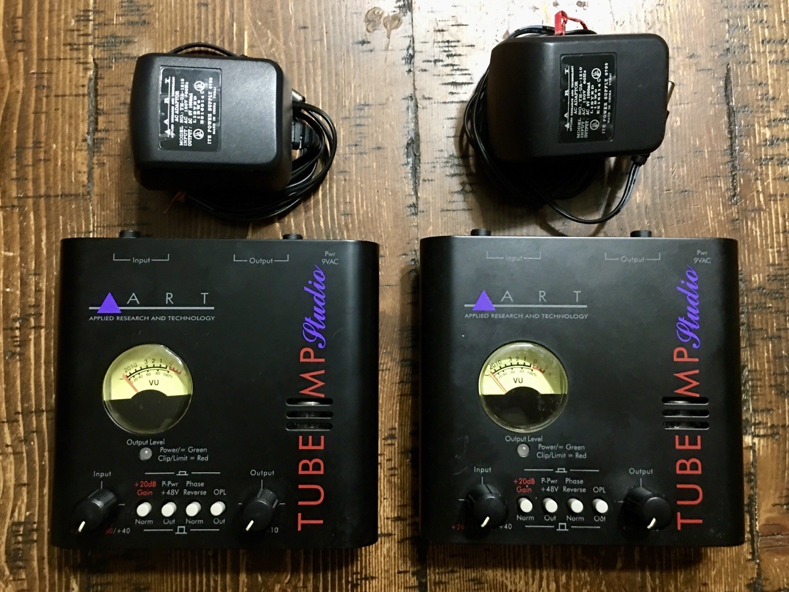 Set of ART Tube MP Studio preamps with Power Supplies and nice Mackie travel bag