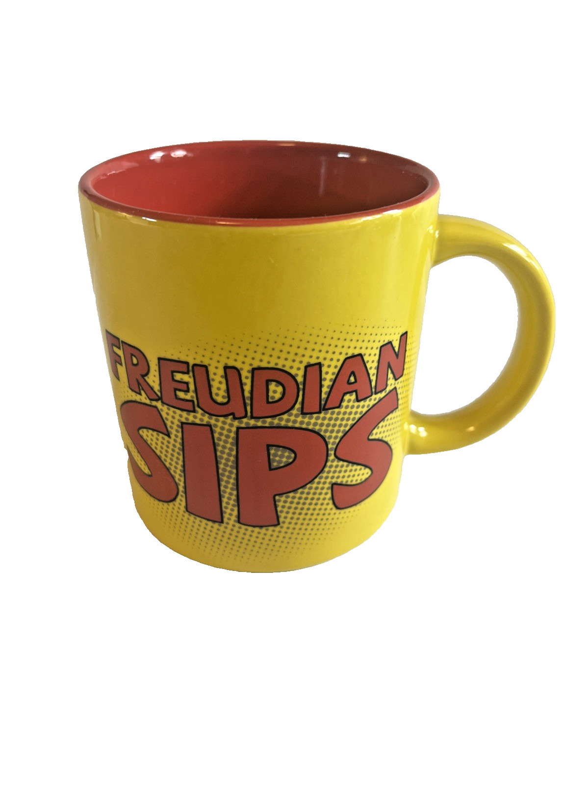Freudian Sips Coffee Mug Yellow Red Psychology Humor Funny 2015 Philosophers