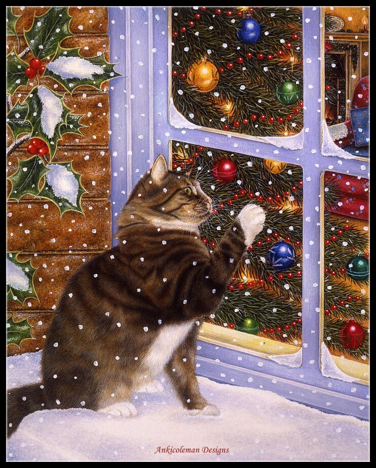 Christmas Visitor - DIY Chart Counted Cross Stitch Patterns Needlework DMC Color