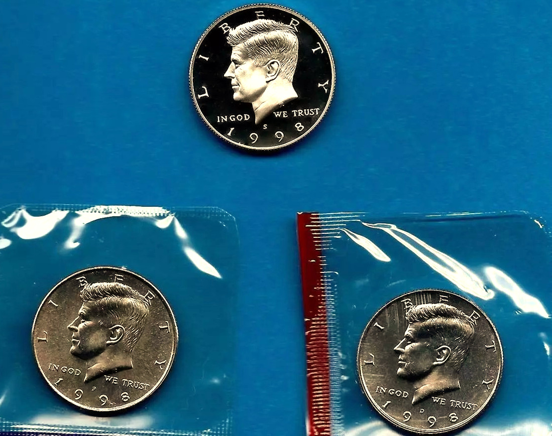 1998 P D S CHOICE Kennedy Half Dollar + PROOF PD IN CELLO